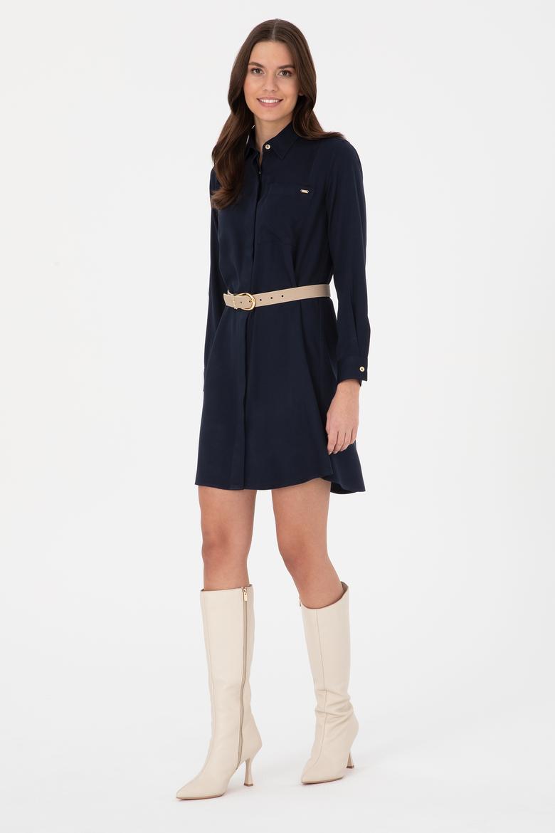 Kadın Lacivert Dokuma Elbise - 50317615012