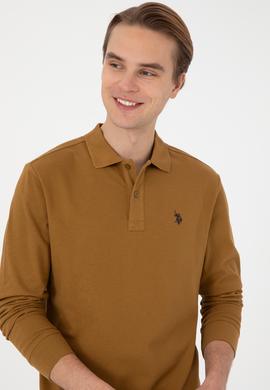 Erkek Regular Fit Polo Yaka Haki Basic Sweatshirt - 50307688064