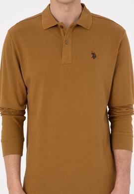 Erkek Regular Fit Polo Yaka Haki Basic Sweatshirt - 50307688064