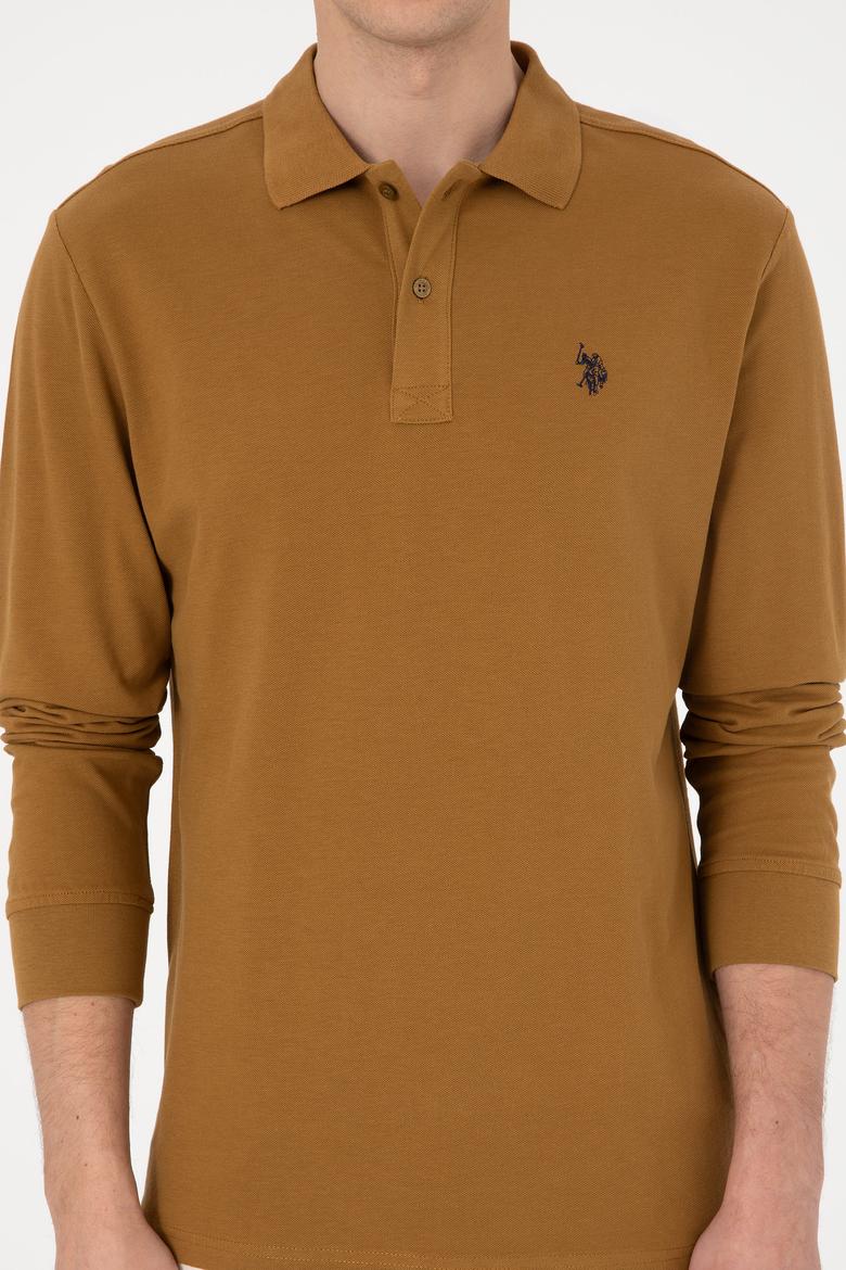 Erkek Regular Fit Polo Yaka Haki Basic Sweatshirt - 50307688064
