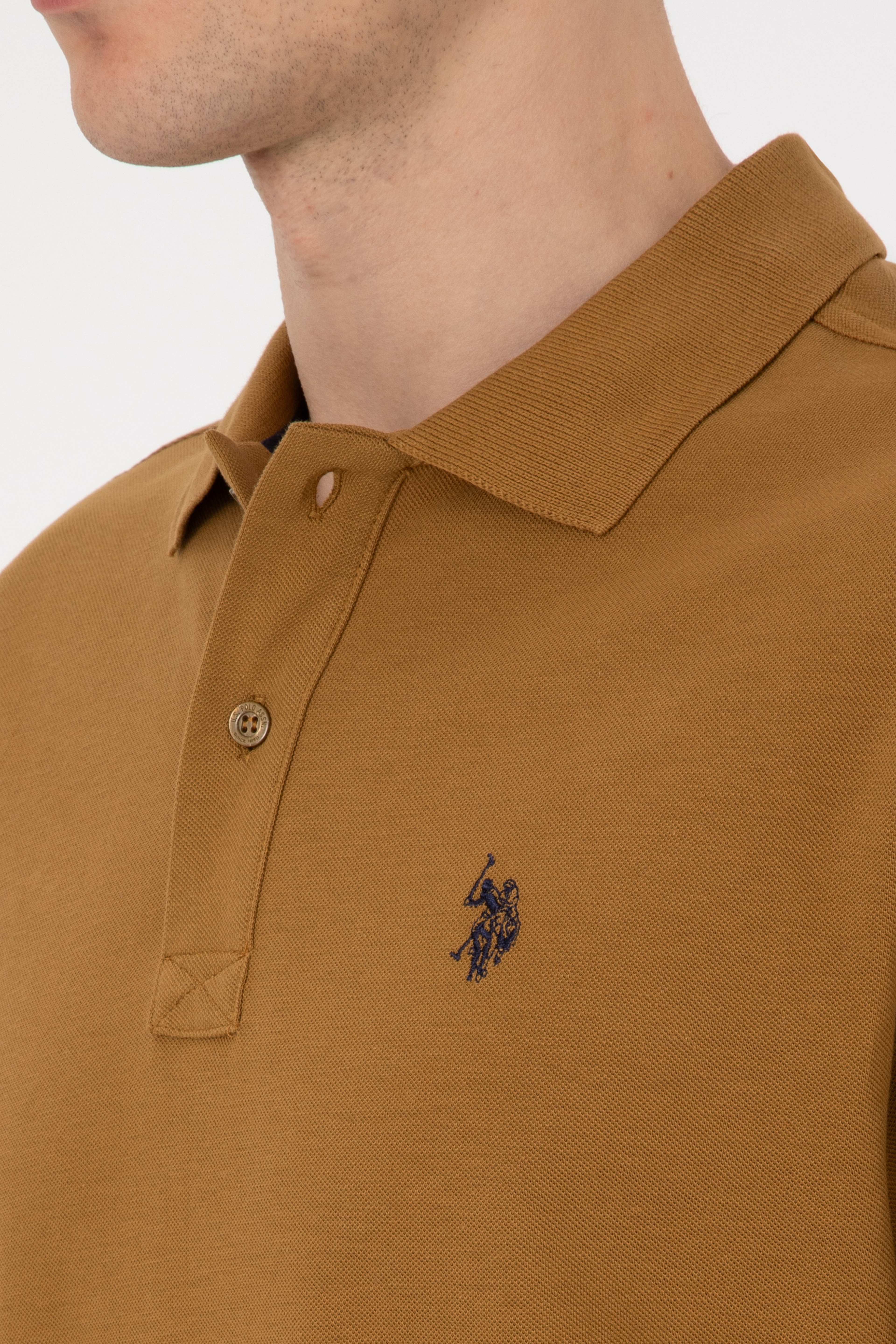 Erkek Regular Fit Polo Yaka Haki Basic Sweatshirt - Image 7