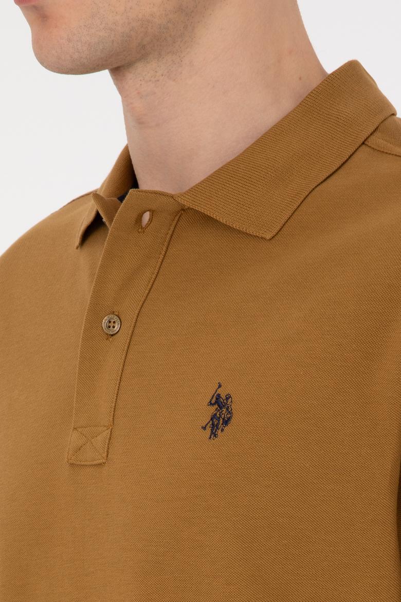 Erkek Regular Fit Polo Yaka Haki Basic Sweatshirt - 50307688064