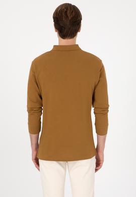 Erkek Regular Fit Polo Yaka Haki Basic Sweatshirt - 50307688064