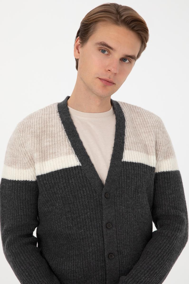 Erkek Antrasit Triko Hırka