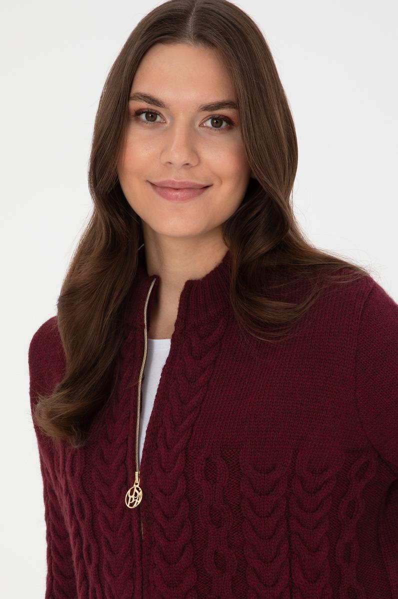 Kadın Bordo Triko Hırka