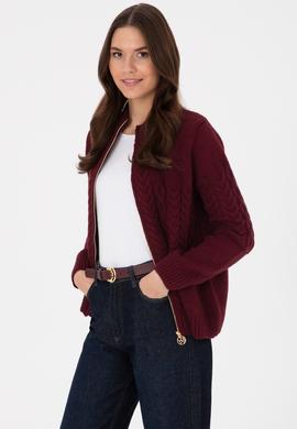 Kadın Bordo Triko Hırka - 50314669024