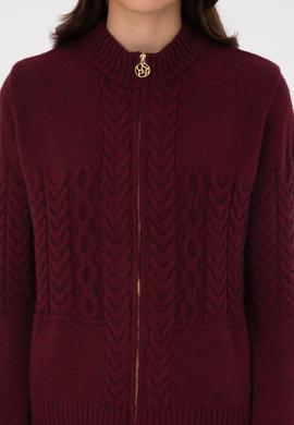 Kadın Bordo Triko Hırka - 50314669024