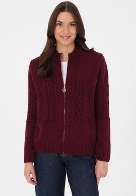 Kadın Bordo Triko Hırka - 50314669024