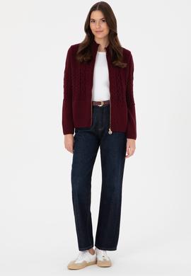 Kadın Bordo Triko Hırka - 50314669024