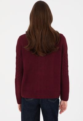 Kadın Bordo Triko Hırka - 50314669024