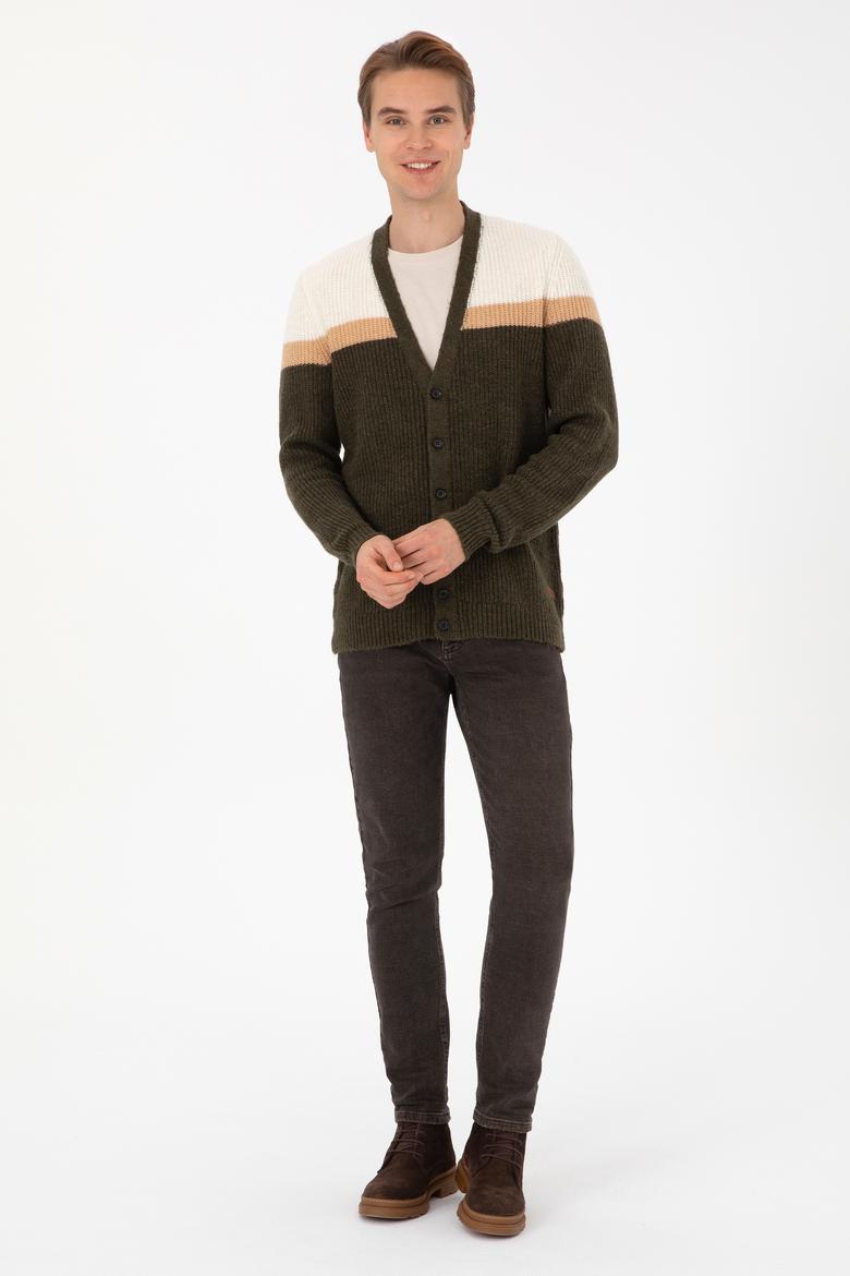 Erkek Haki Triko Hırka - 50315033007