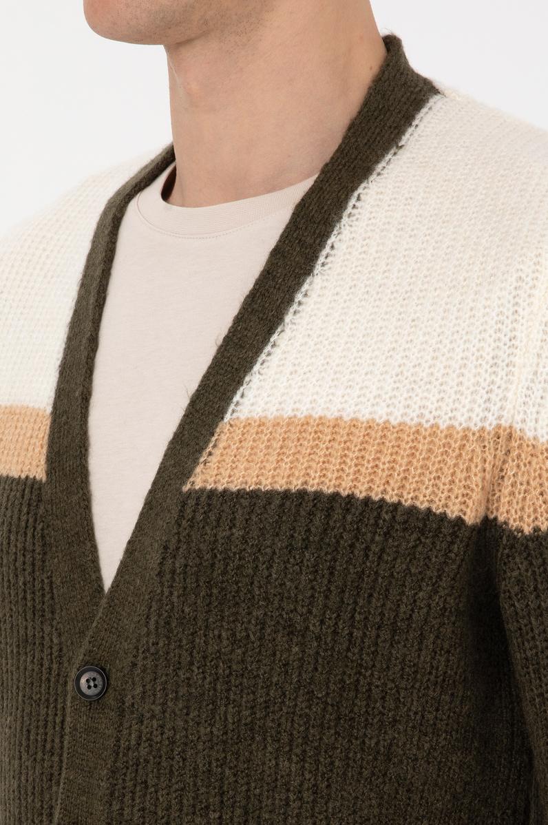 Erkek Haki Triko Hırka