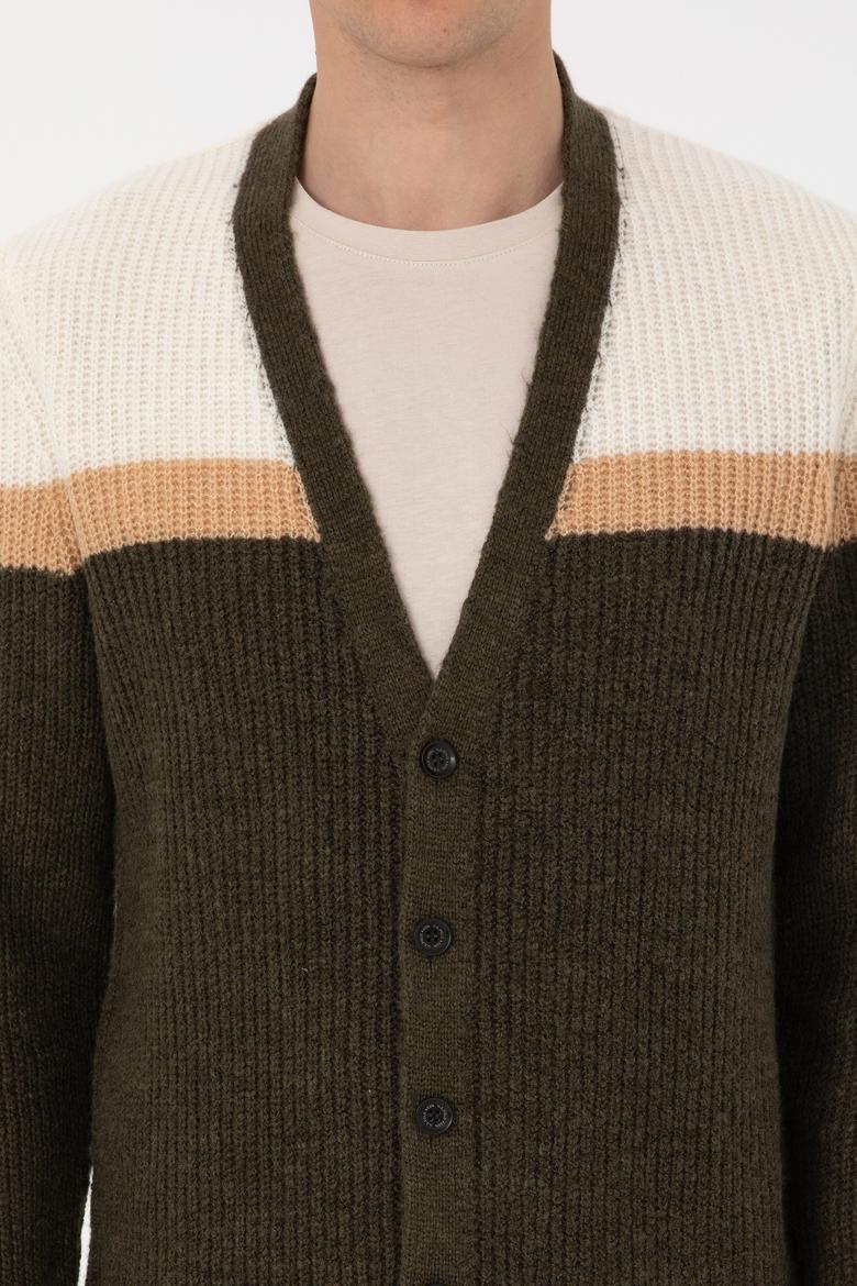 Erkek Haki Triko Hırka - 50315033007