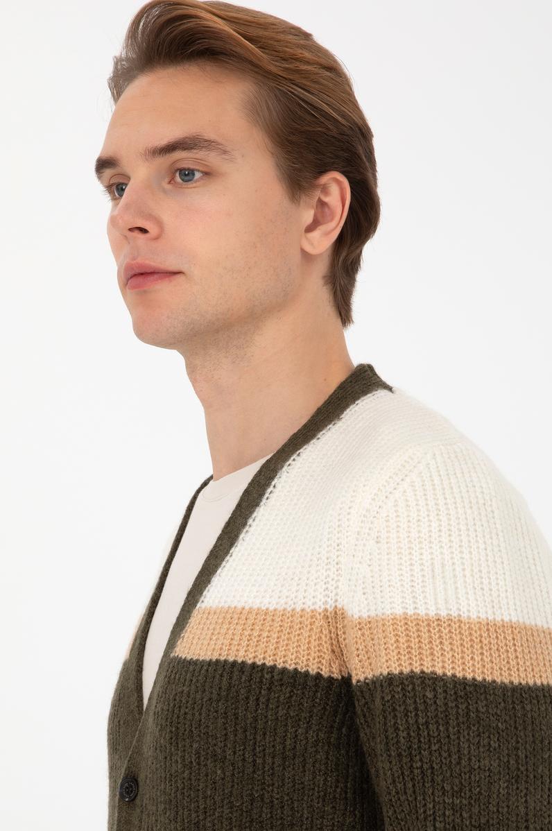 Erkek Haki Triko Hırka