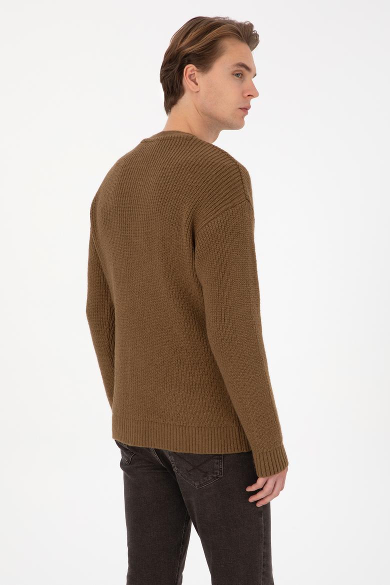 Erkek Haki Triko Hırka - 50314960001