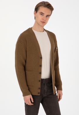 Erkek Haki Triko Hırka - 50314960001