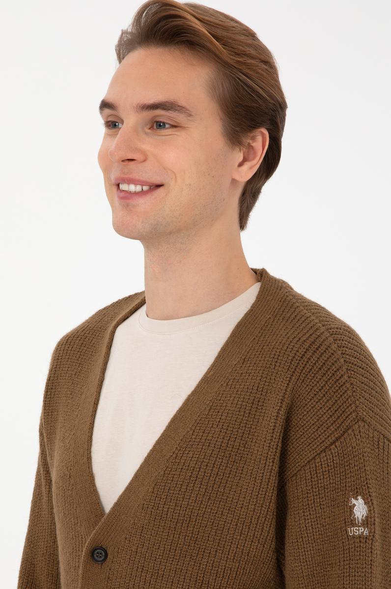 Erkek Haki Triko Hırka