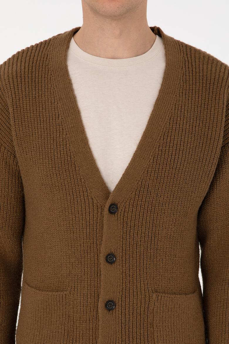 Erkek Haki Triko Hırka - 50314960001