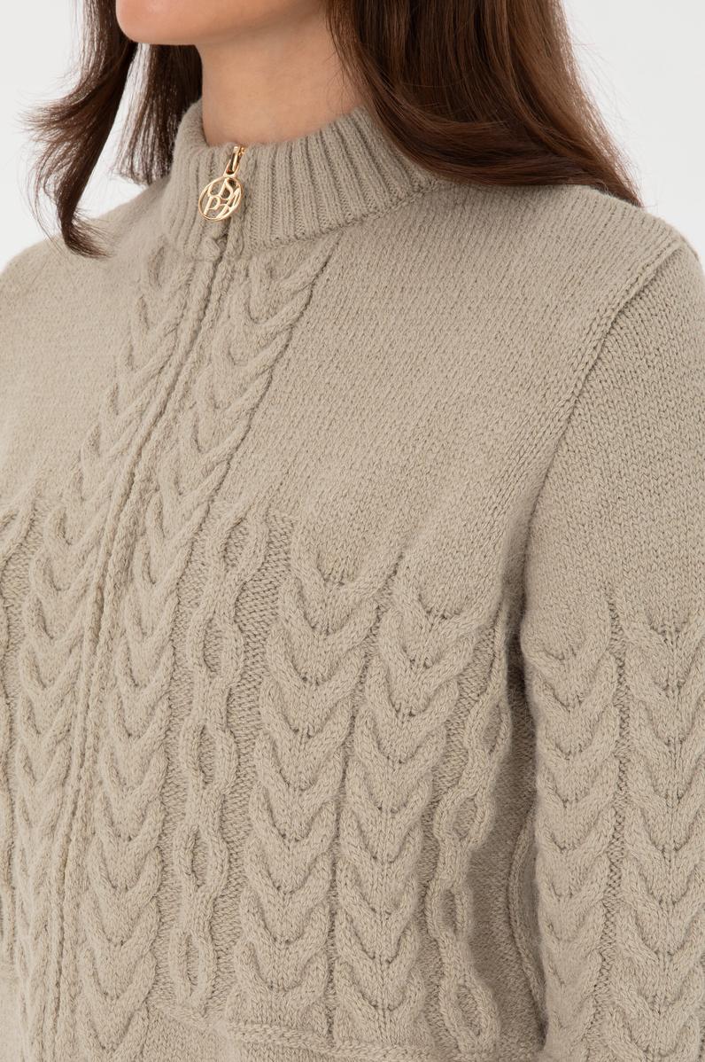 Kadın Açık Haki Triko Hırka