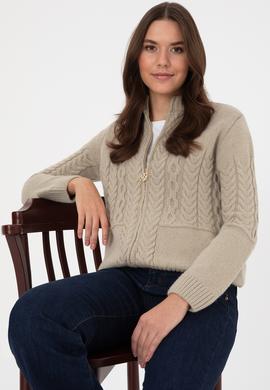 Kadın Açık Haki Triko Hırka - 50314669014