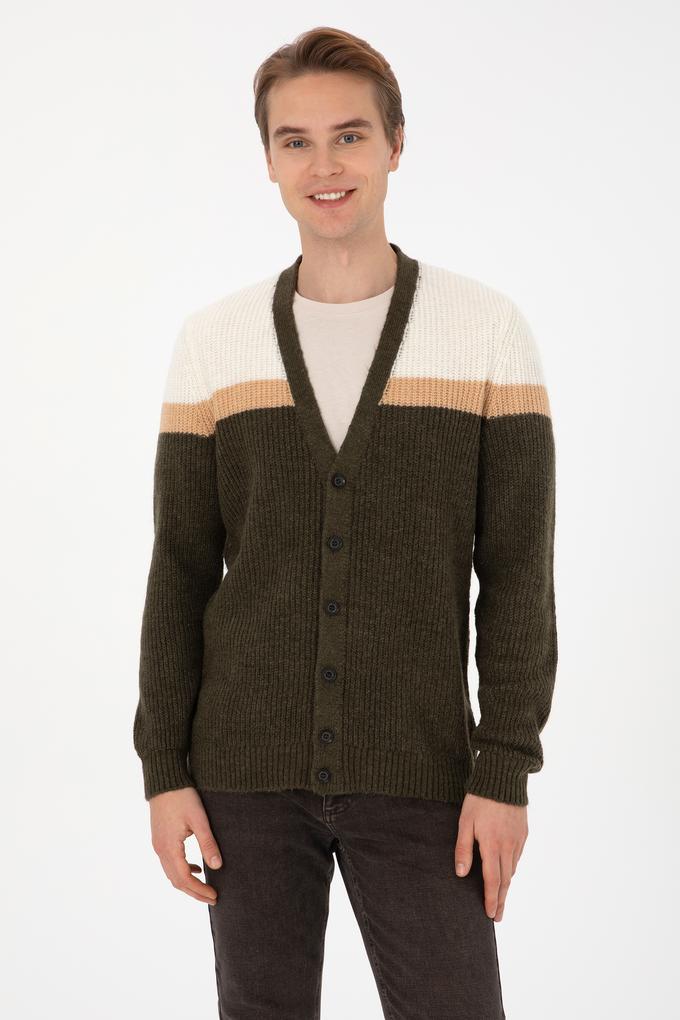 Erkek Haki Triko Hırka