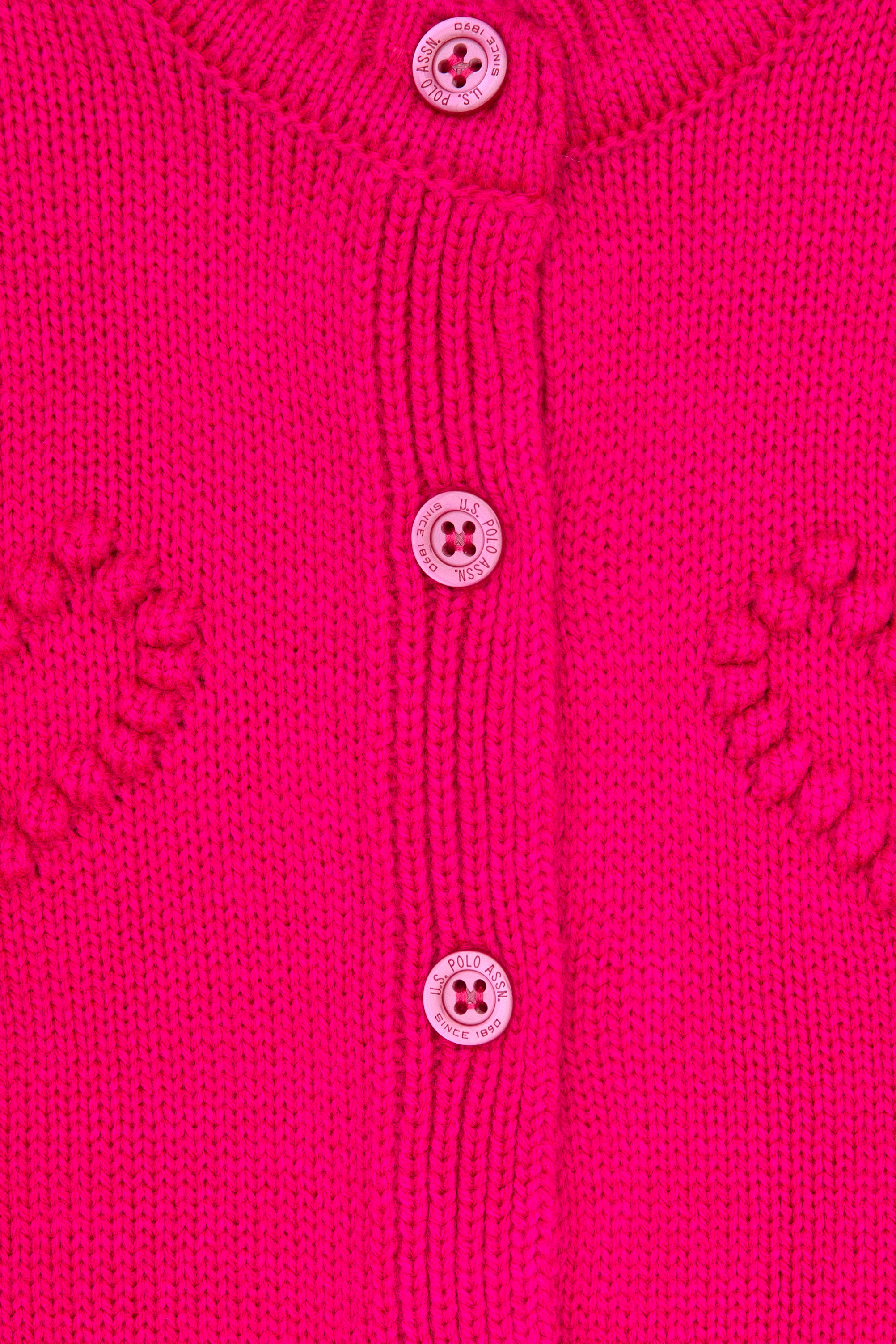 ژاکت بافتنی فوشیا رگولار دخترانه یو اس پولو | U.S. Polo Assn. - تصویر 3
