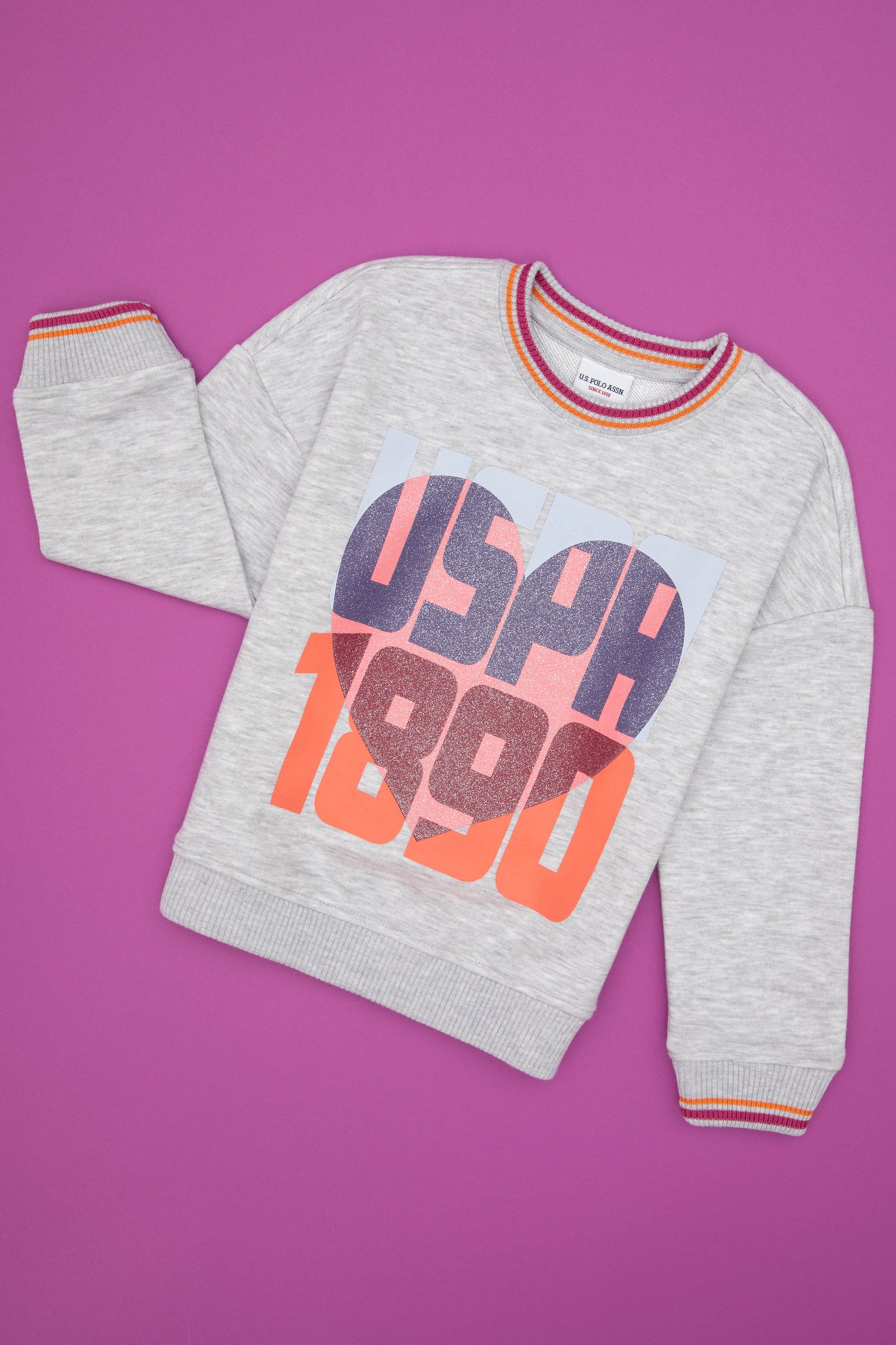 Kız Çocuk Açık Gri Melanj Sweatshirt - Image 1