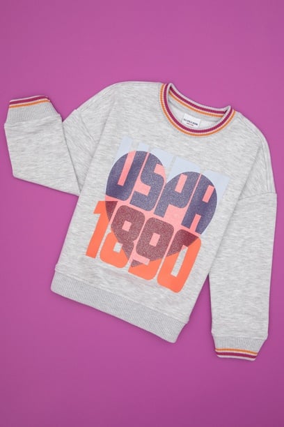 Kız Çocuk Açık Gri Melanj Sweatshirt
