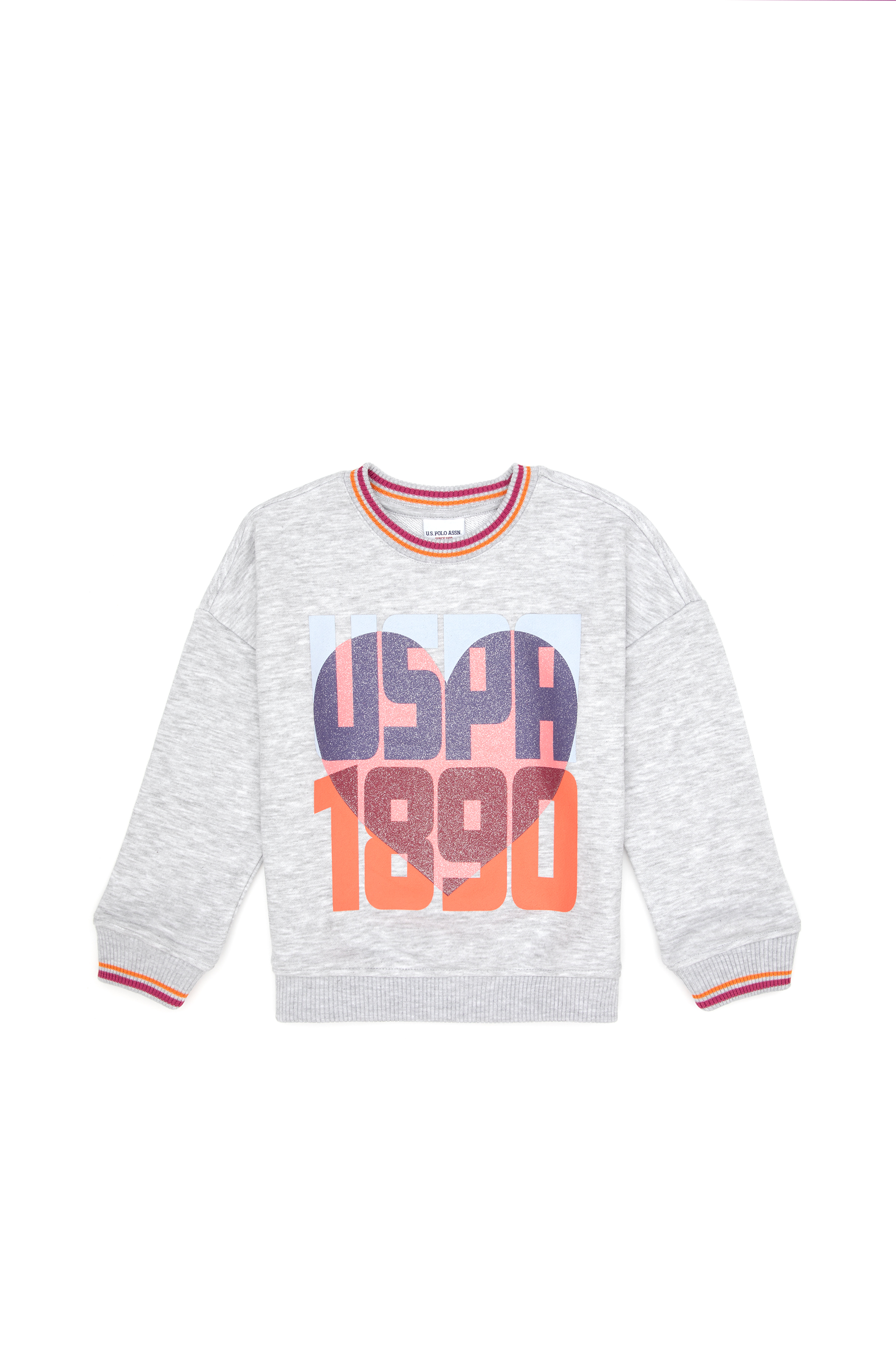 Kız Çocuk Açık Gri Melanj Sweatshirt - Image 2