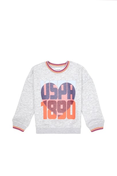 Kız Çocuk Açık Gri Melanj Sweatshirt