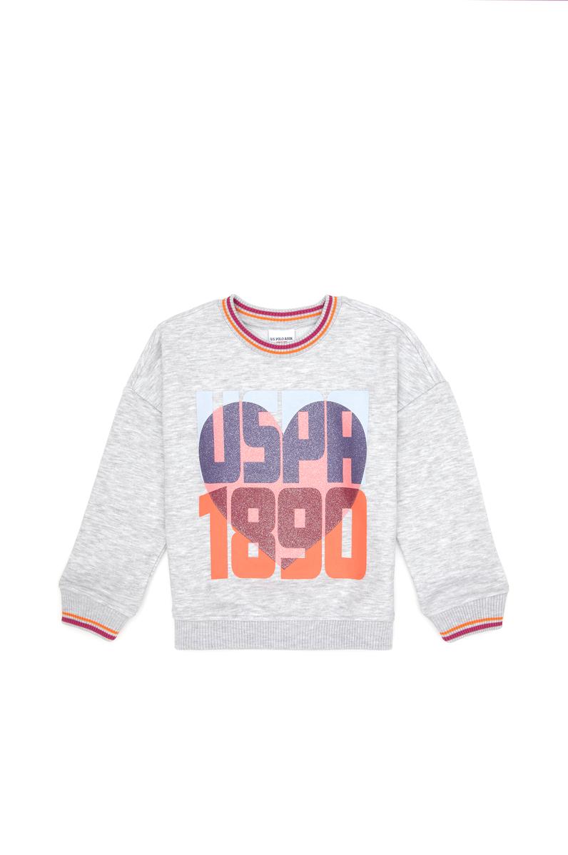 Kız Çocuk Açık Gri Melanj Sweatshirt