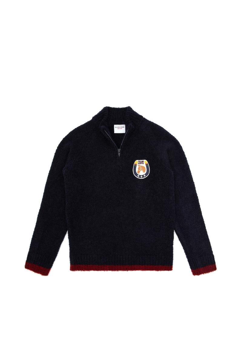 Erkek Çocuk Lacivert Yarım Fermuarlı Kazak