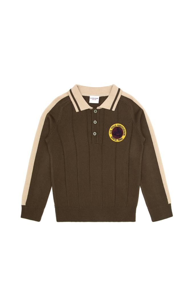 Erkek Çocuk Yeşil Polo Yaka Kazak