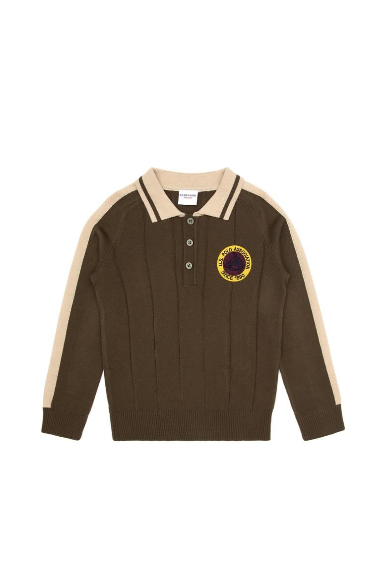 Erkek Çocuk Yeşil Polo Yaka Kazak