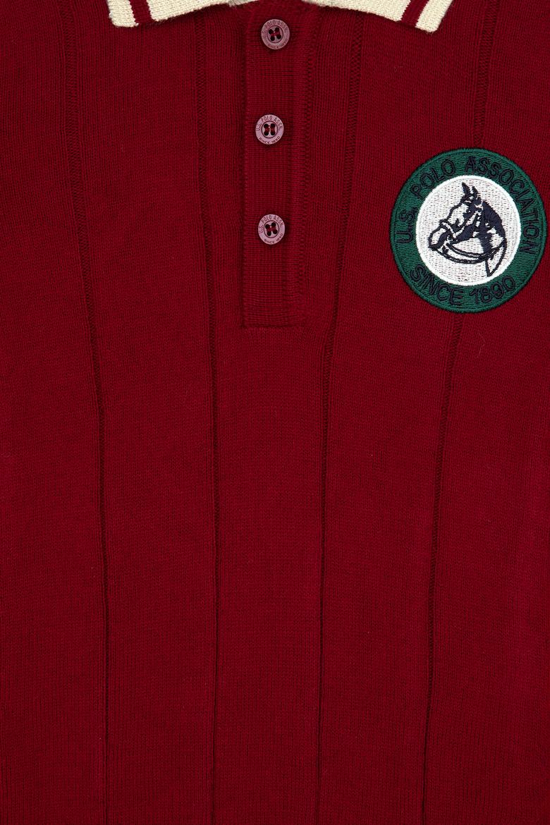 Erkek Çocuk Bordo Polo Yaka Kazak - 50315629018