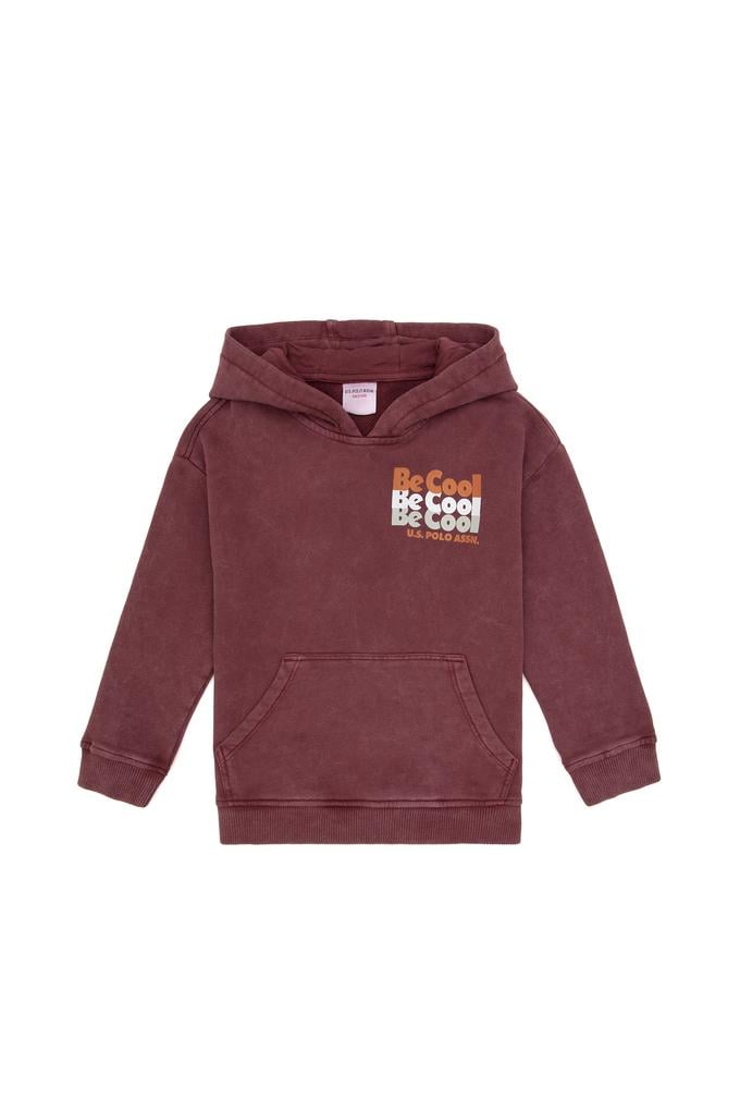 Erkek Çocuk Bordo Kapüşonlu Sweatshirt