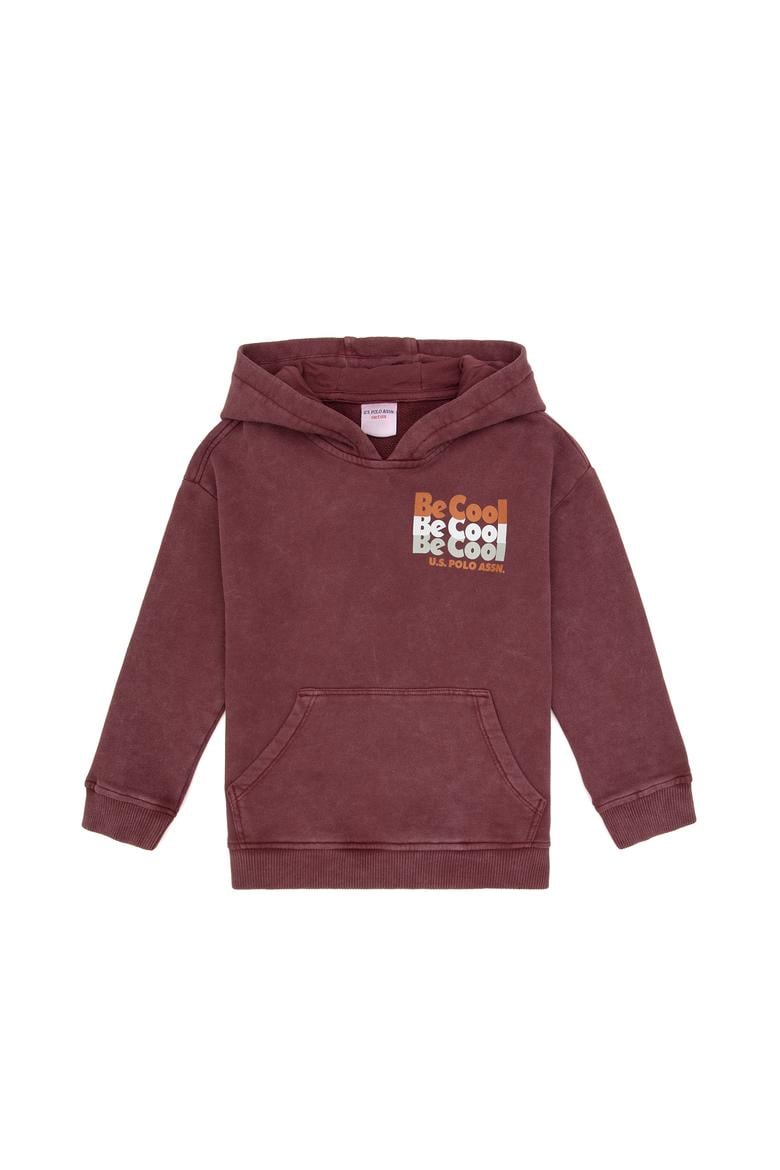 Erkek Çocuk Bordo Kapüşonlu Sweatshirt