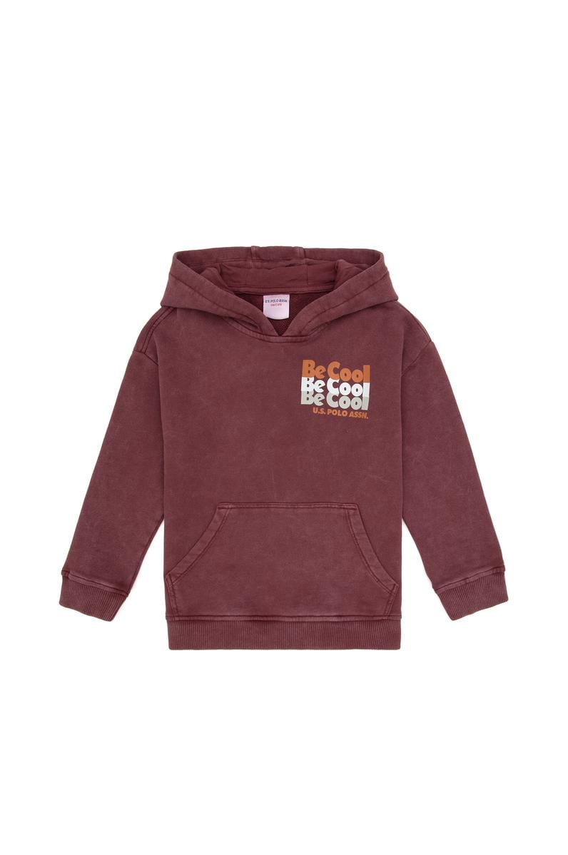 Erkek Çocuk Bordo Kapüşonlu Sweatshirt