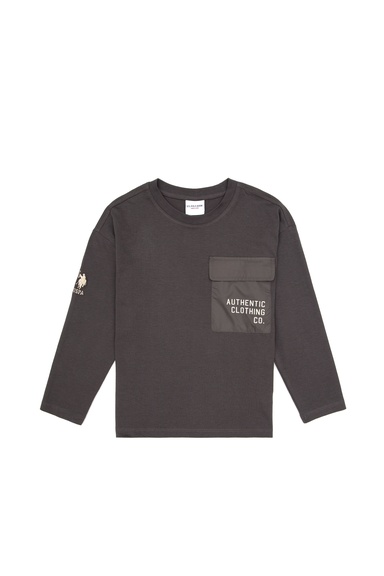 Erkek Çocuk Gri Bisiklet Yaka Süprem Sweatshirt