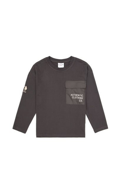 Erkek Çocuk Gri Bisiklet Yaka Süprem Sweatshirt