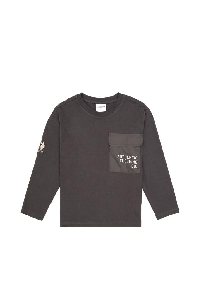 Erkek Çocuk Gri Bisiklet Yaka Süprem Sweatshirt