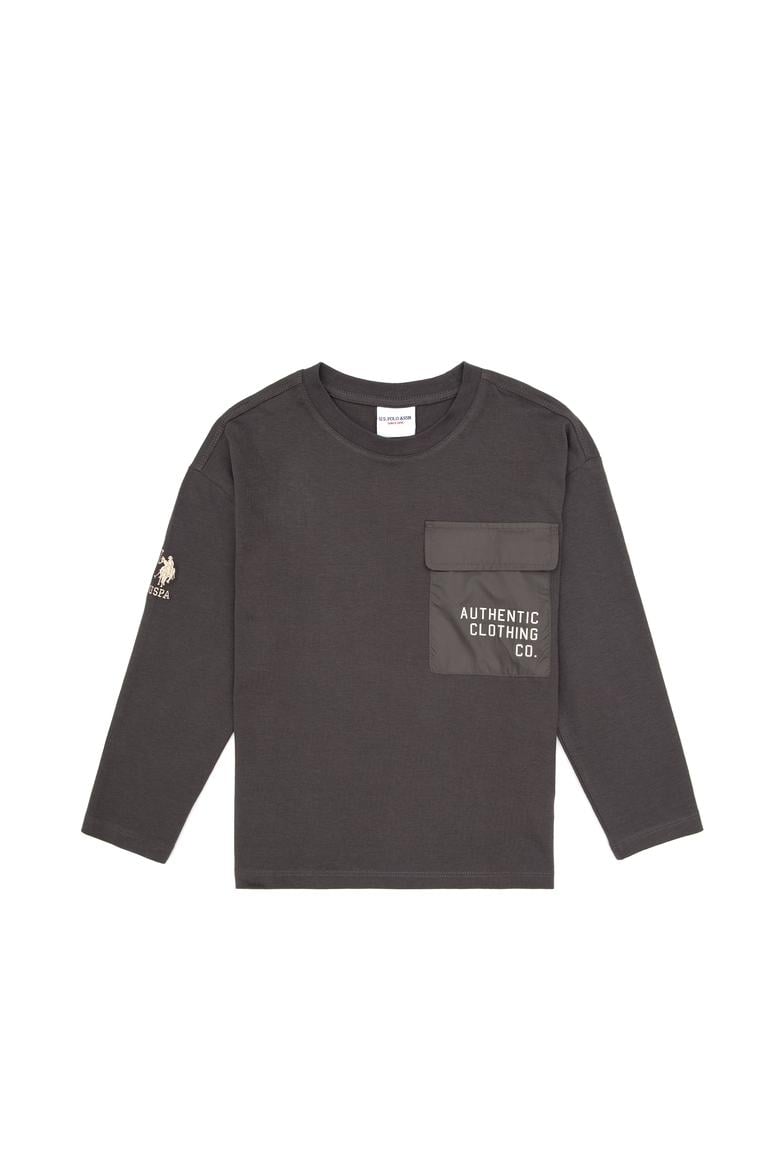 Erkek Çocuk Gri Bisiklet Yaka Süprem Sweatshirt