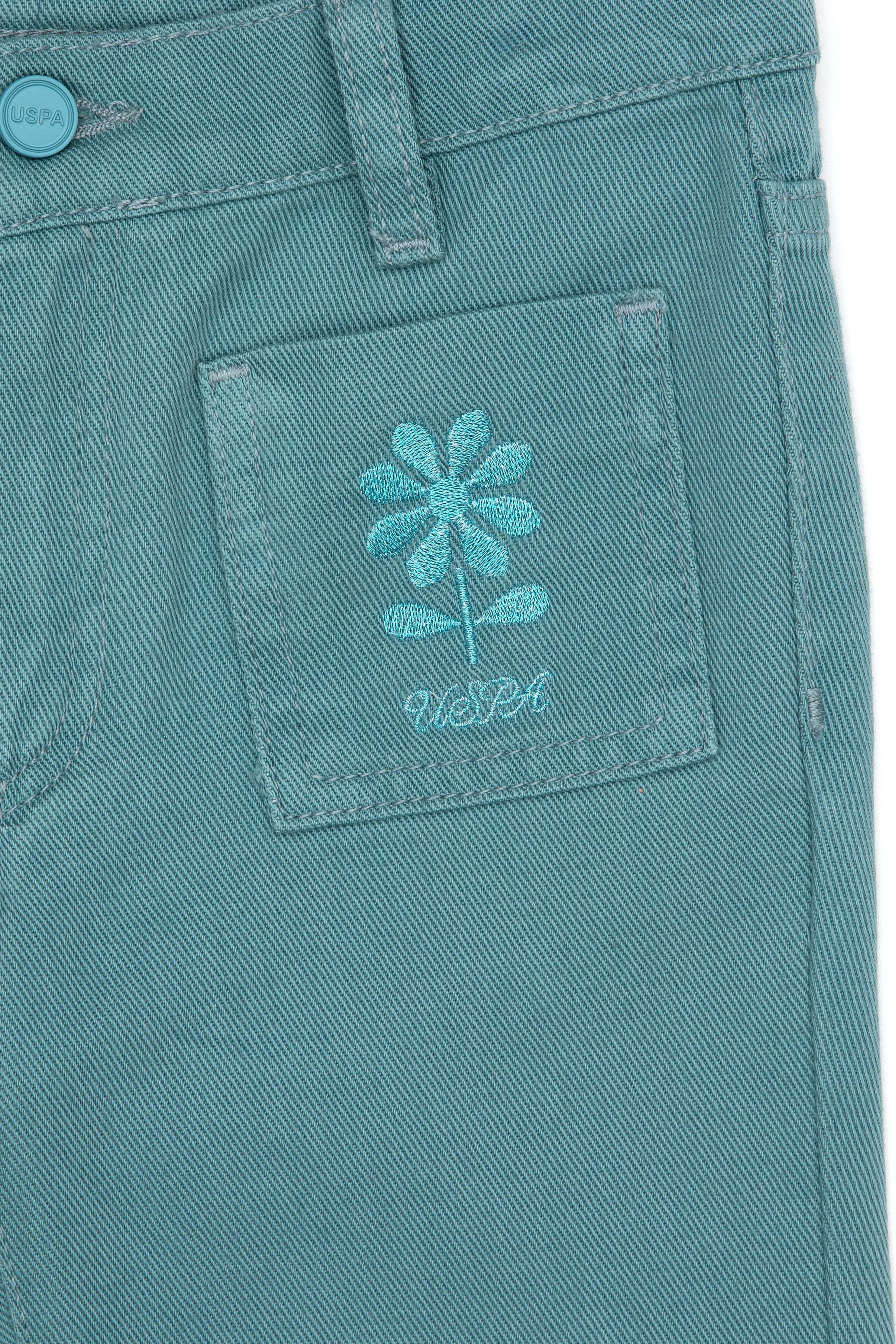 Kız Çocuk Mint Kanvas Pantolon - Image 4