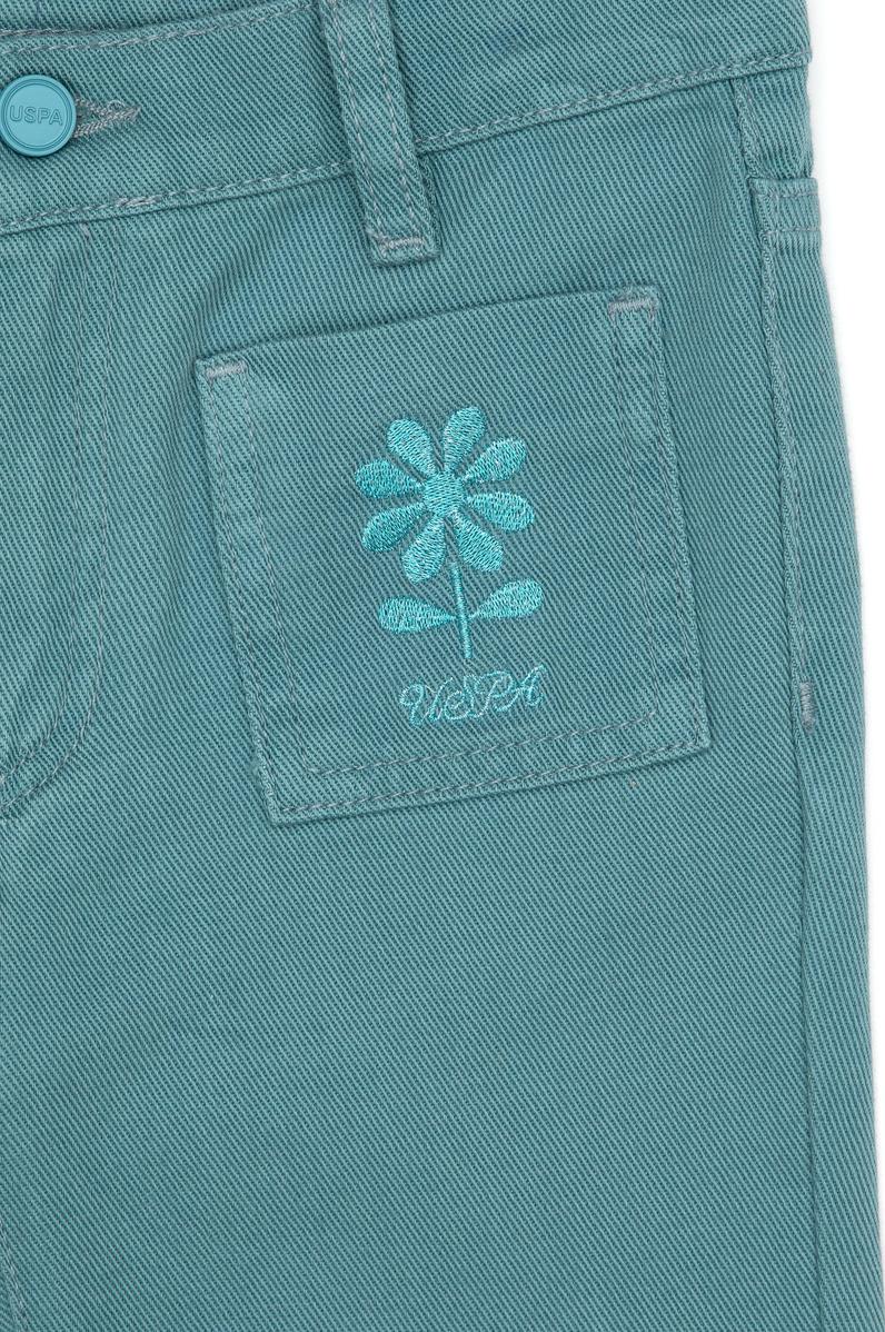 Kız Çocuk Mint Kanvas Pantolon