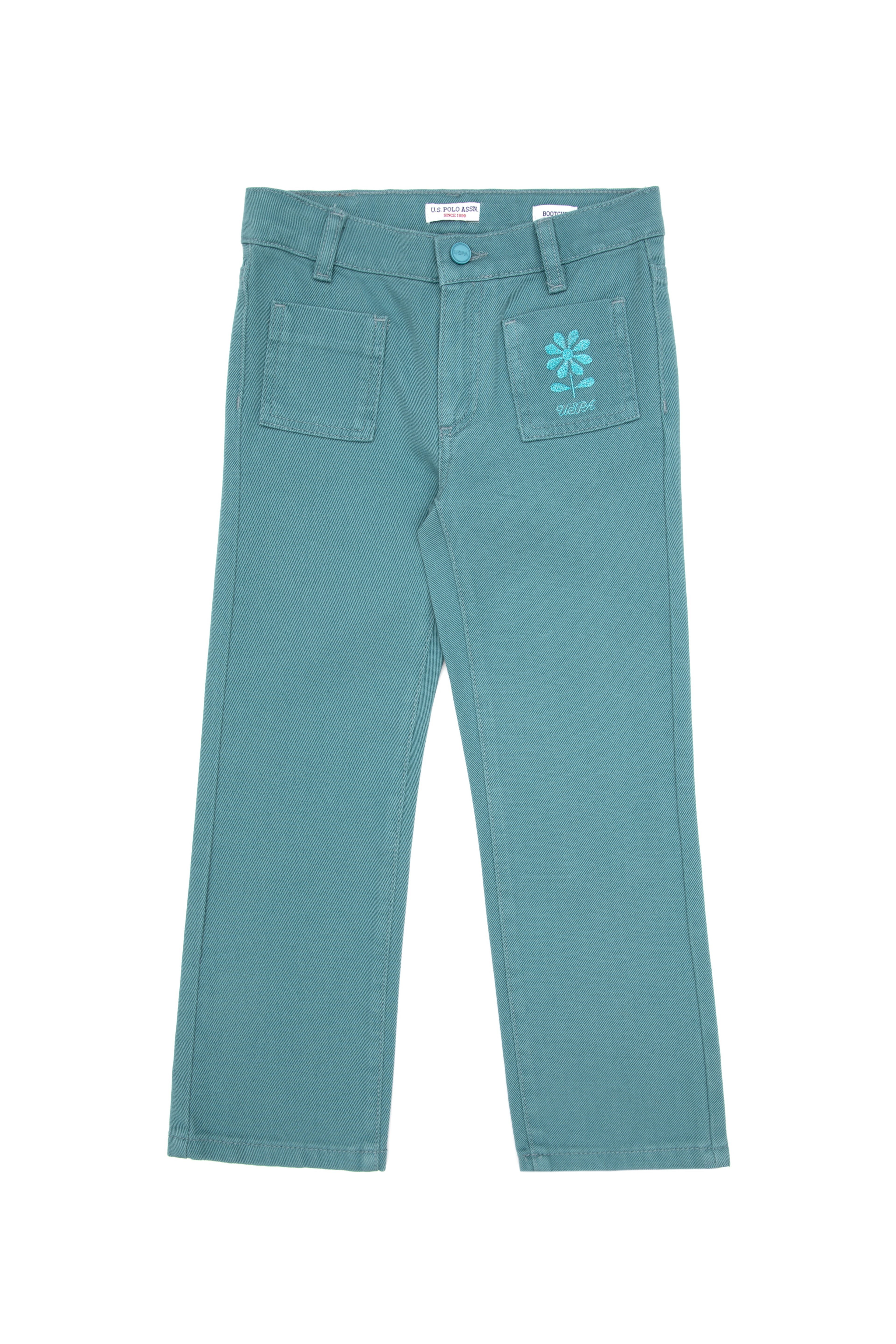 Kız Çocuk Mint Kanvas Pantolon - Image 2