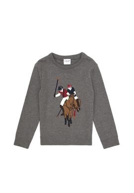 Erkek Çocuk Gri Melanj Bisiklet Yaka Kazak - 50317149002