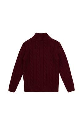 Erkek Çocuk Bordo Yarım Fermuarlı Kazak - 50315628050