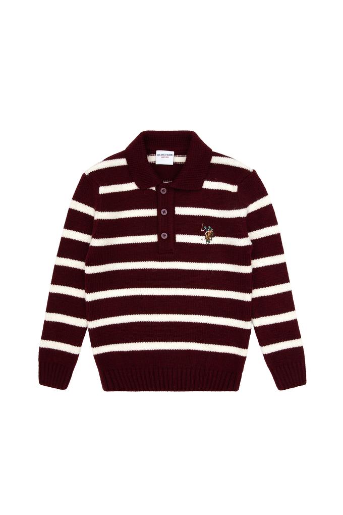 Erkek Çocuk Bordo Polo Yaka Kazak