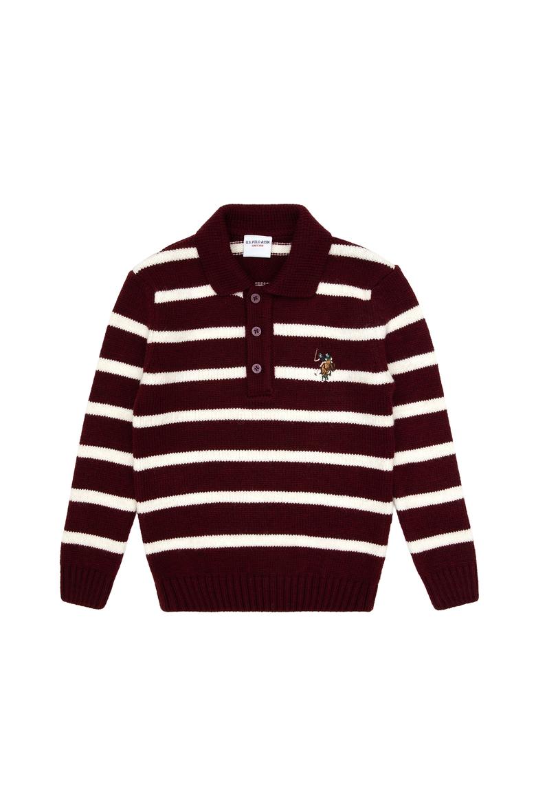 Erkek Çocuk Bordo Polo Yaka Kazak