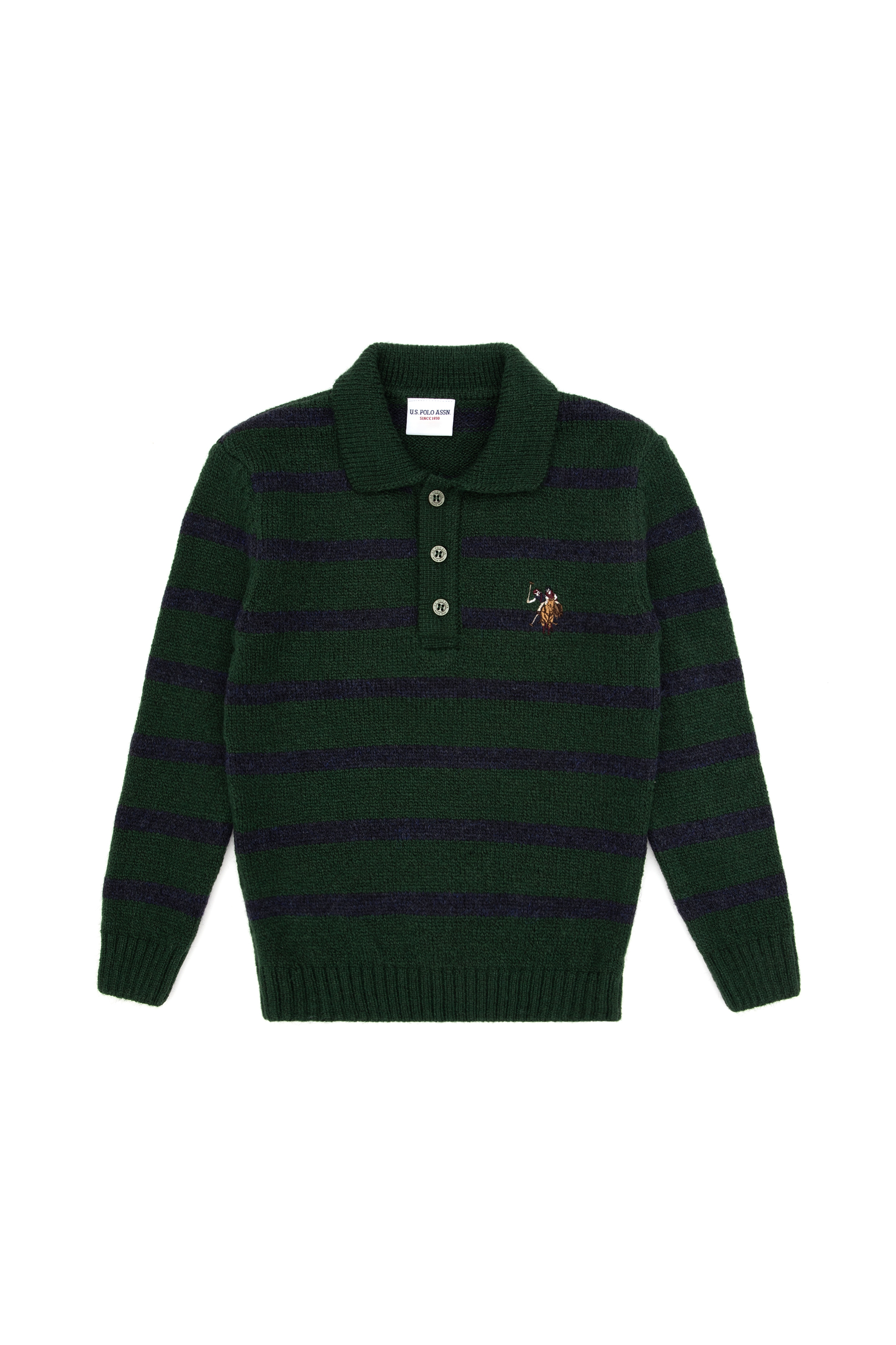 Erkek Çocuk Yeşil Polo Yaka Kazak - Image 1